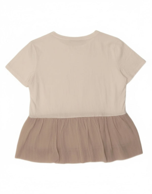 ZARA Womens Blouse Top UK 14 Medium White Colourblock
