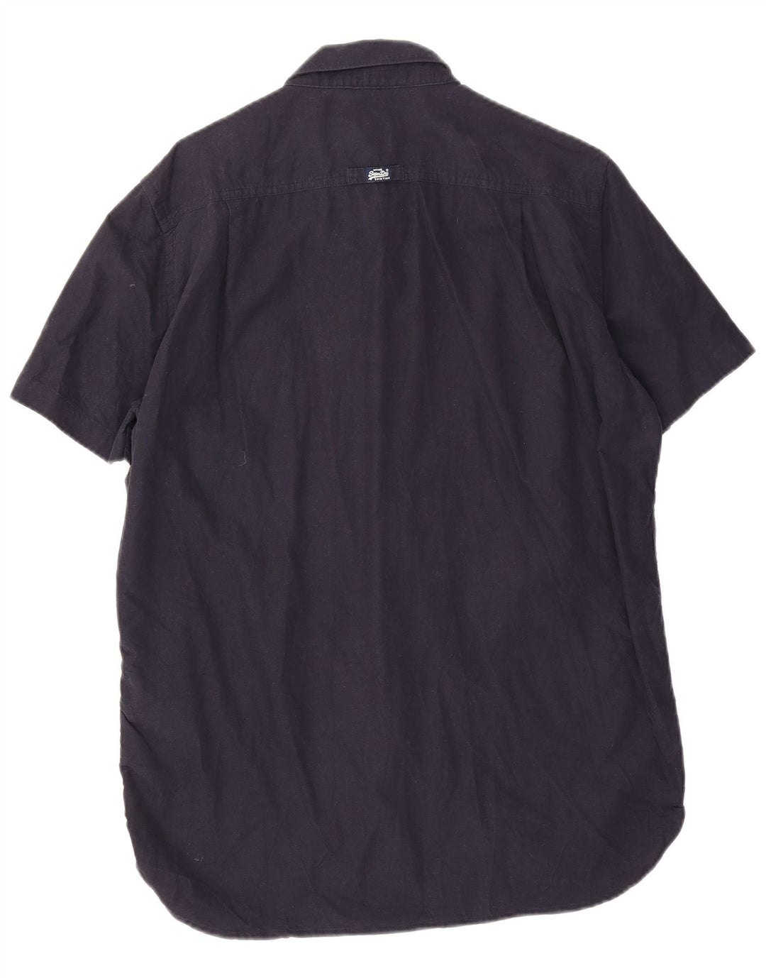 Superdry Mens Short Sleeve Shirt XL Navy Blue Cotton