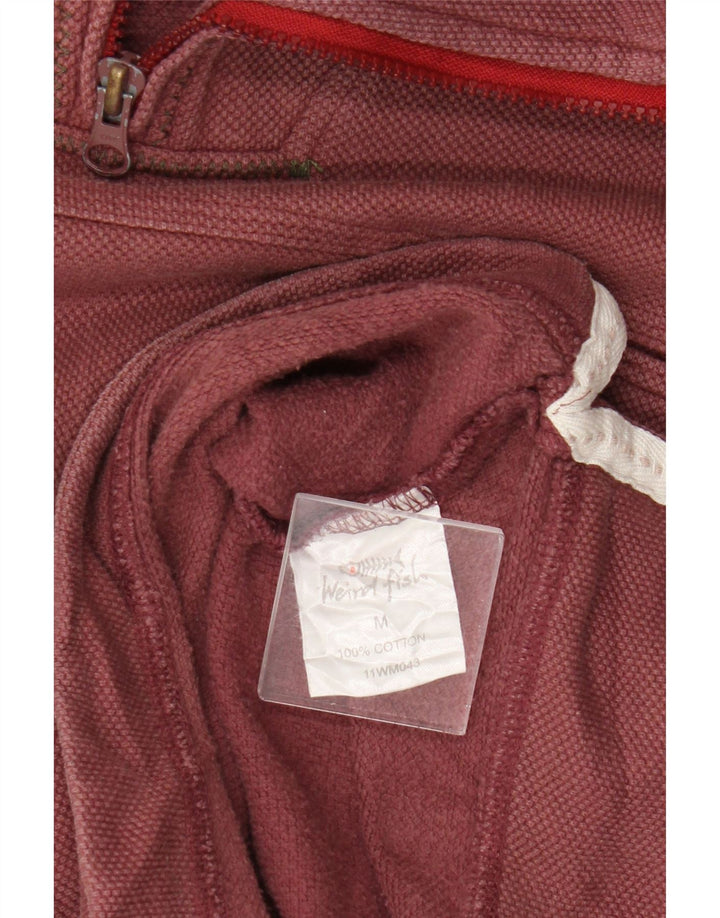 Weird Fish Mens Zip Neck Sweatshirt Jumper Medium Brown Cotton
