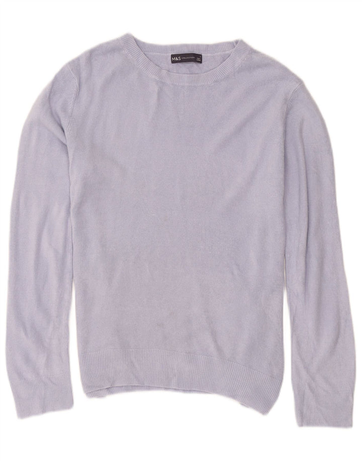 Marks & Spencer Womens Crew Neck Jumper Sweater UK 12 Medium Purple Acrylic