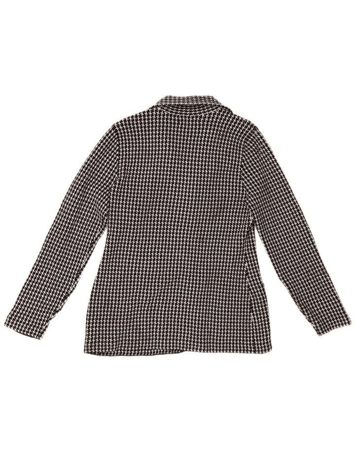 CHAPS Womens 3 Button Knit Blazer Jacket UK 12 Medium Black Houndstooth
