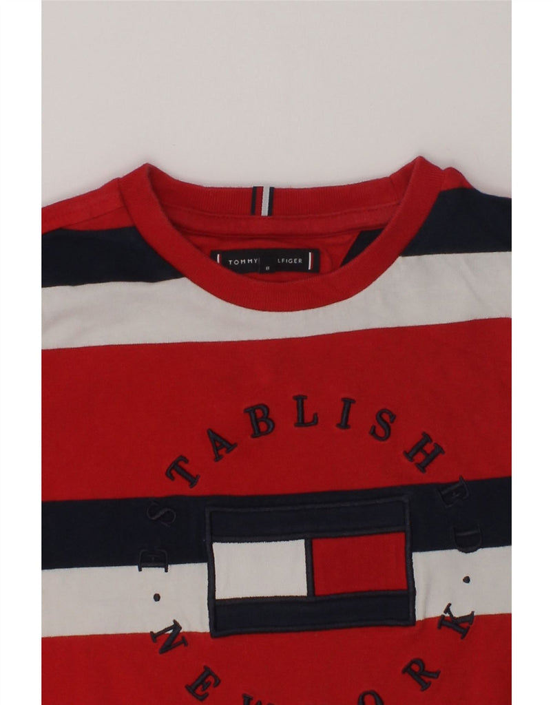 TOMMY HILFIGER Boys Graphic T-Shirt Top 7-8 Years Red Striped Cotton | Vintage Tommy Hilfiger | Thrift | Second-Hand Tommy Hilfiger | Used Clothing | Messina Hembry 