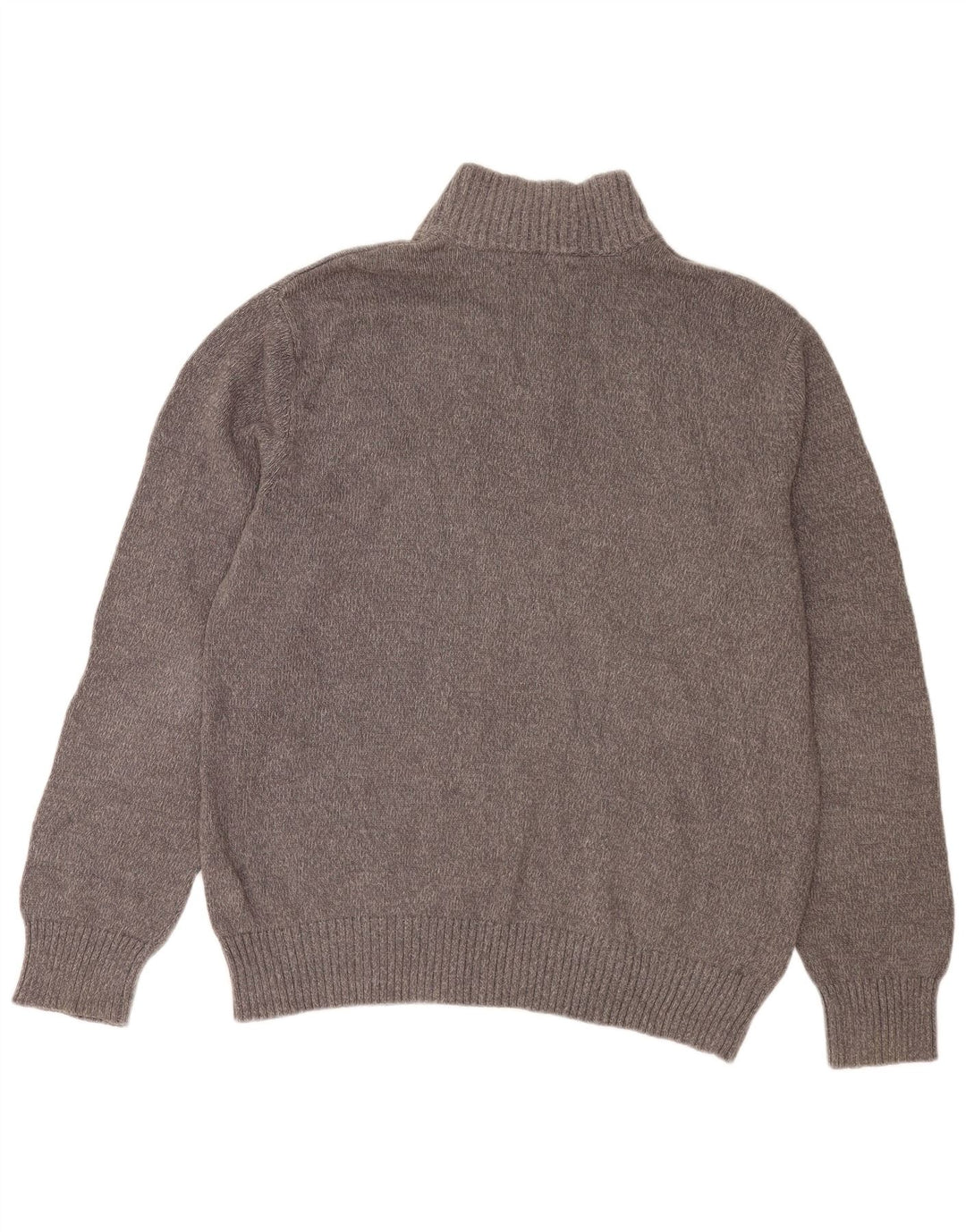 Eddie Bauer Mens Zip Neck Jumper Sweater Large Grey Flecked Cotton