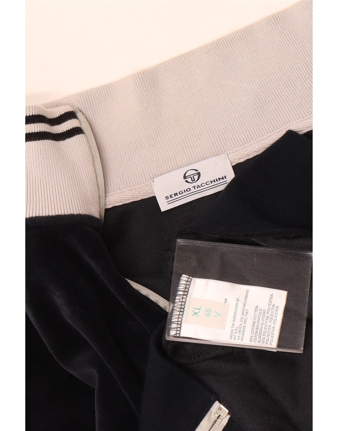 Sergio Tacchini Womens Velour Full Tracksuit IT 48 XL Black Colourblock