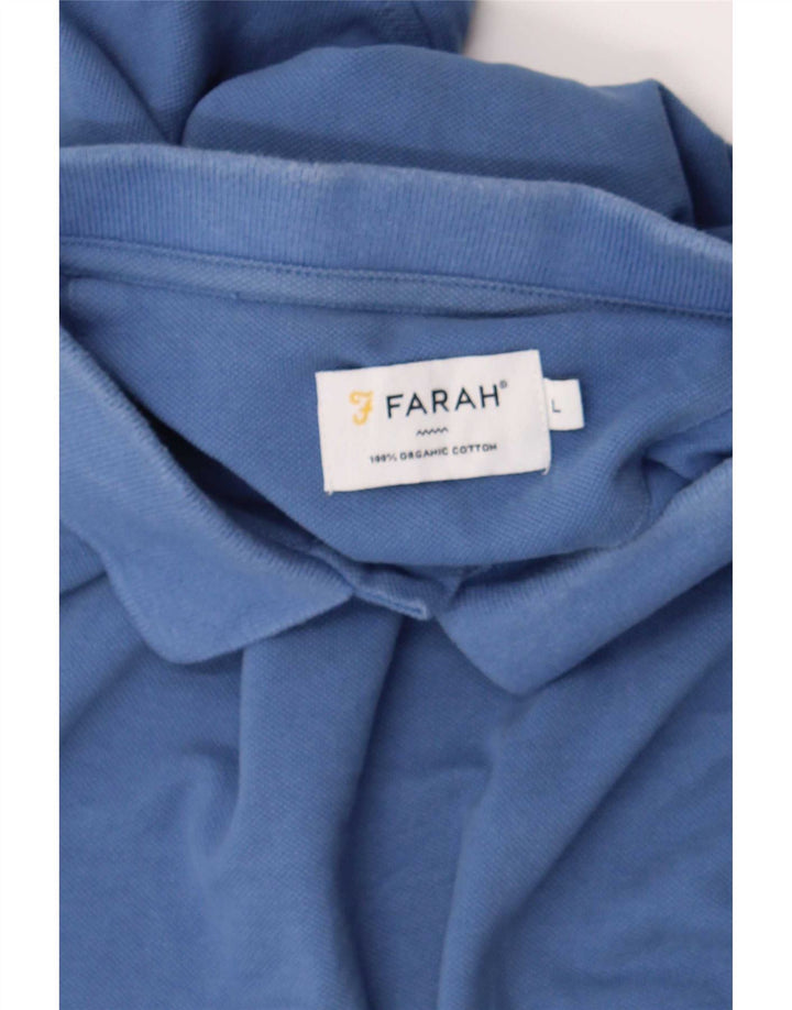 Farah Mens Polo Shirt Large Blue Cotton