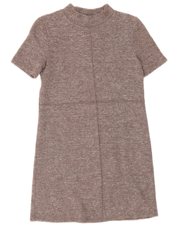 Zara Womens Shift Dress UK 10 Small Brown Flecked Polyester