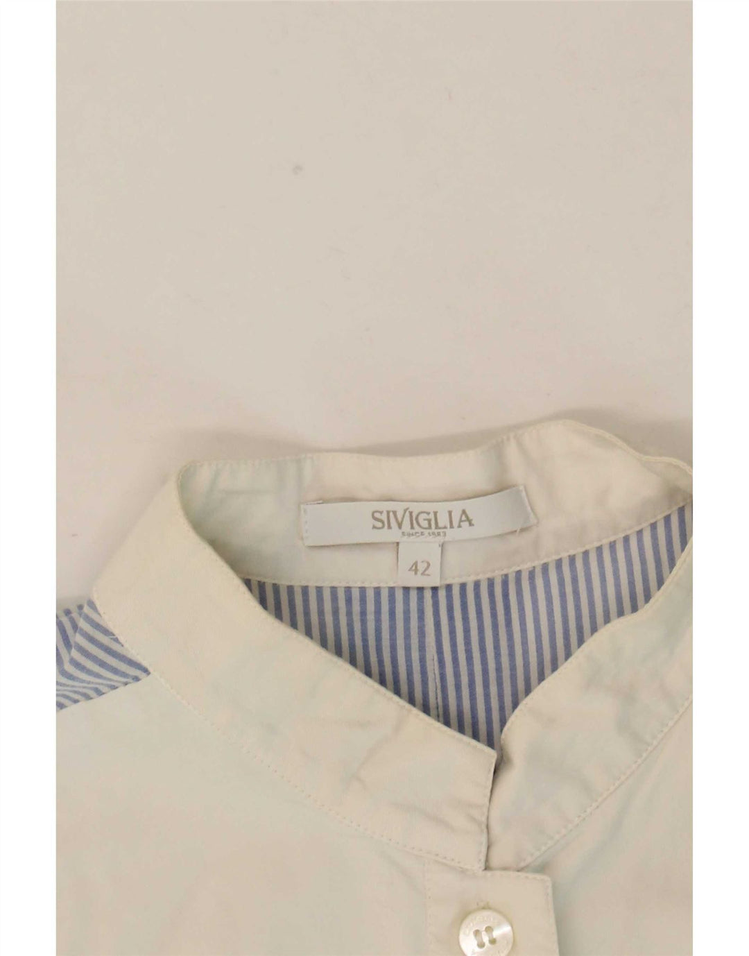SIVIGLIA Womens Sleeveless Shirt Blouse IT 42 Medium Blue Pinstripe