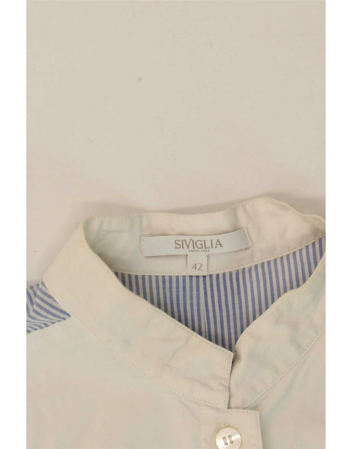 SIVIGLIA Womens Sleeveless Shirt Blouse IT 42 Medium Blue Pinstripe