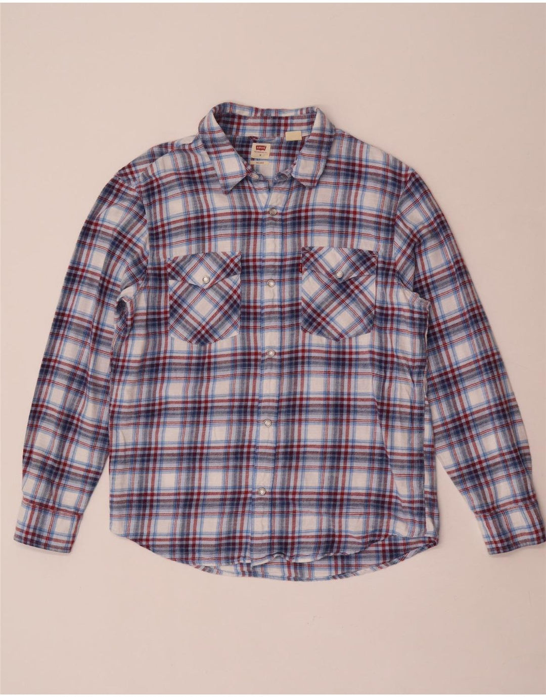 Levi's Mens Flannel Shirt Medium Blue Check Cotton