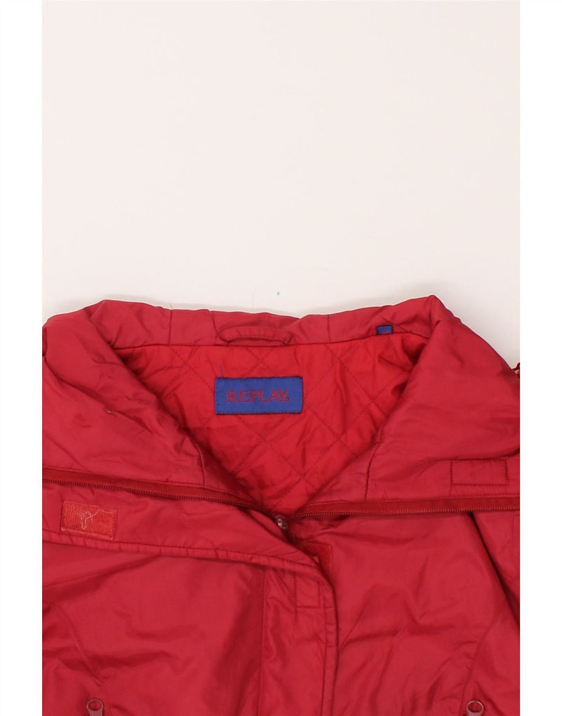 REPLAY Womens Hooded Windbreaker Coat UK 6 XS Red Polyamide Vintage Replay and Second-Hand Replay from Messina Hembry 