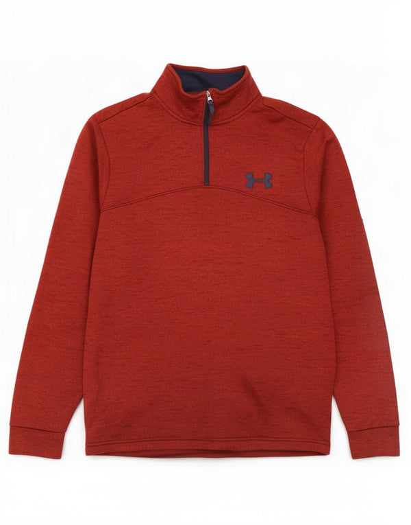 Under Armour Mens Cold Gear Zip Neck Sweatshirt Jumper Small Maroon Flecked