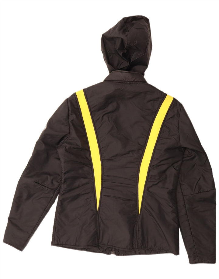 La Font Mens Hooded Racer Jacket UK 38 Medium Black Colourblock Polyamide