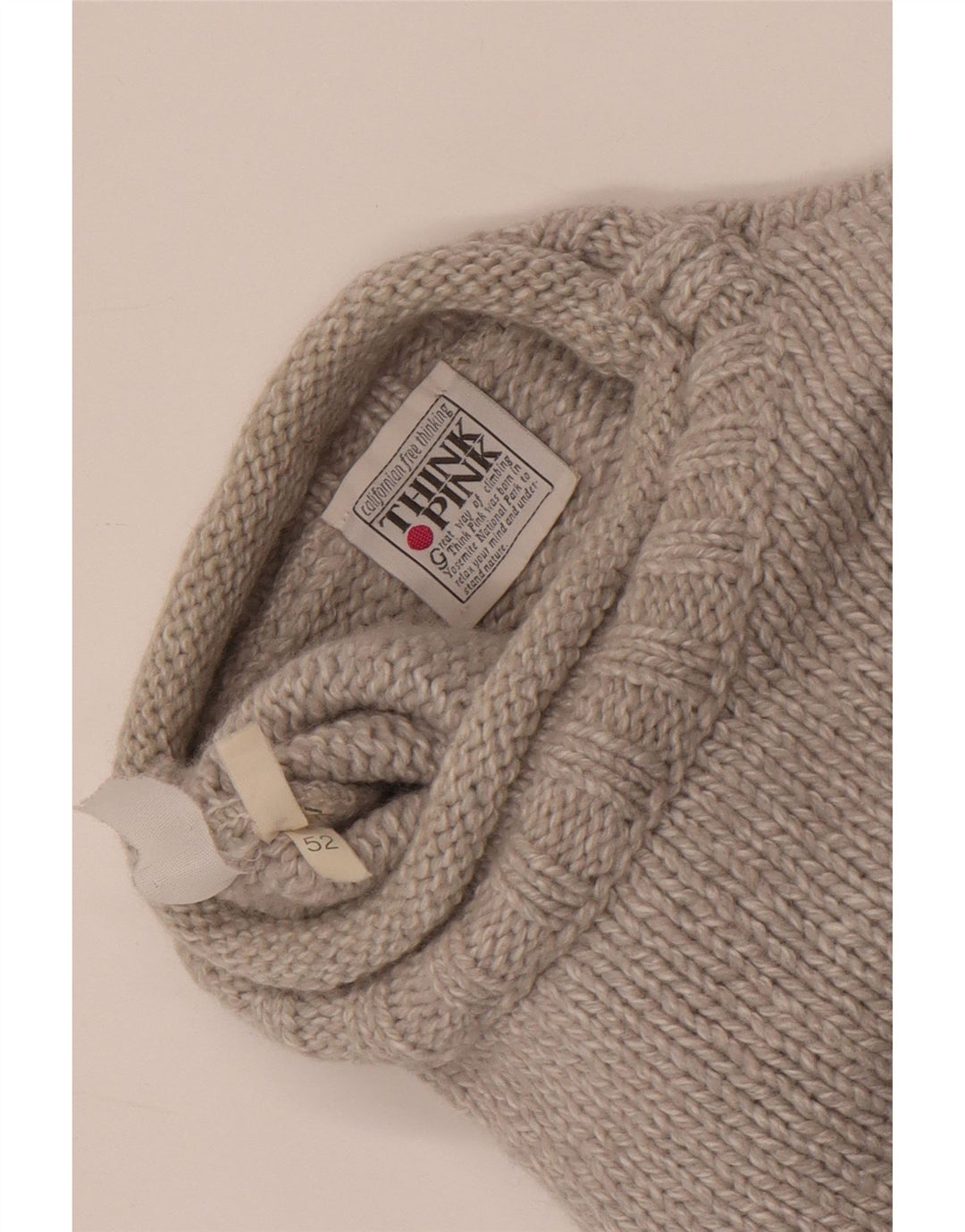 Think Pink Mens Crew Neck Jumper Sweater IT 52 Large Grey