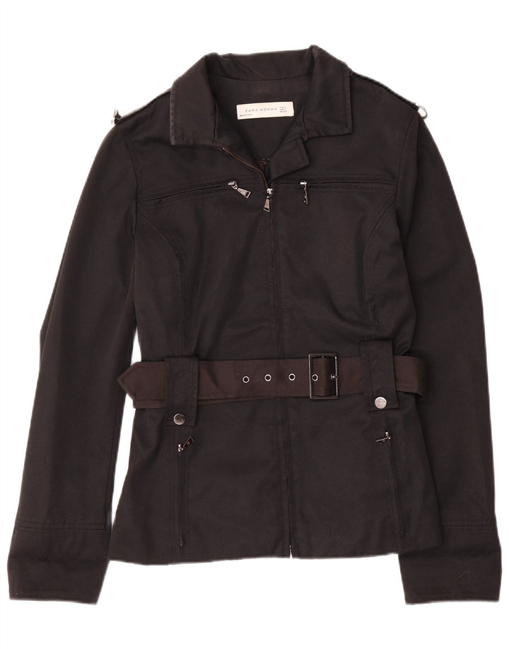 Zara Womens Military Jacket UK 10 Small Black