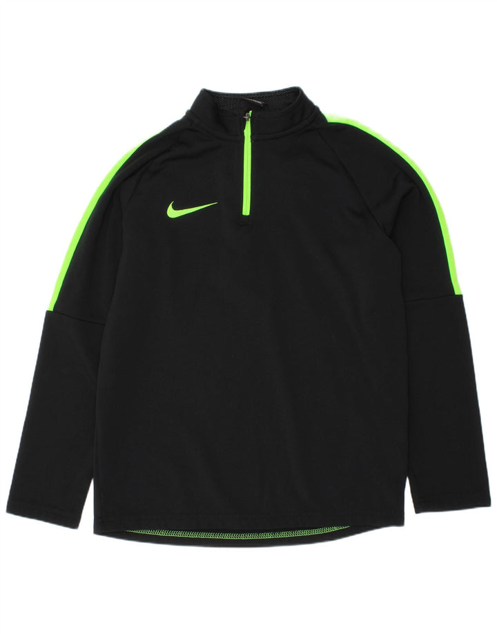 Nike Boys Dri Fit Pullover Tracksuit Top 8-9 Years Small Black Colourblock