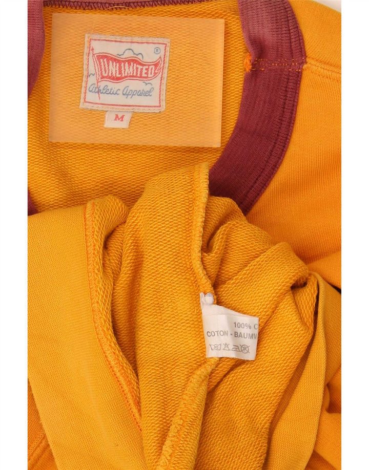 Unlimited Mens Short Sleeve Sweatshirt Jumper Medium Yellow Colourblock