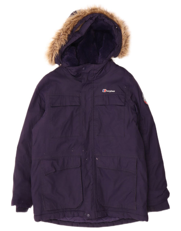 Berghaus Boys Hooded Parka Jacket 11-12 Years Navy Blue Polyamide