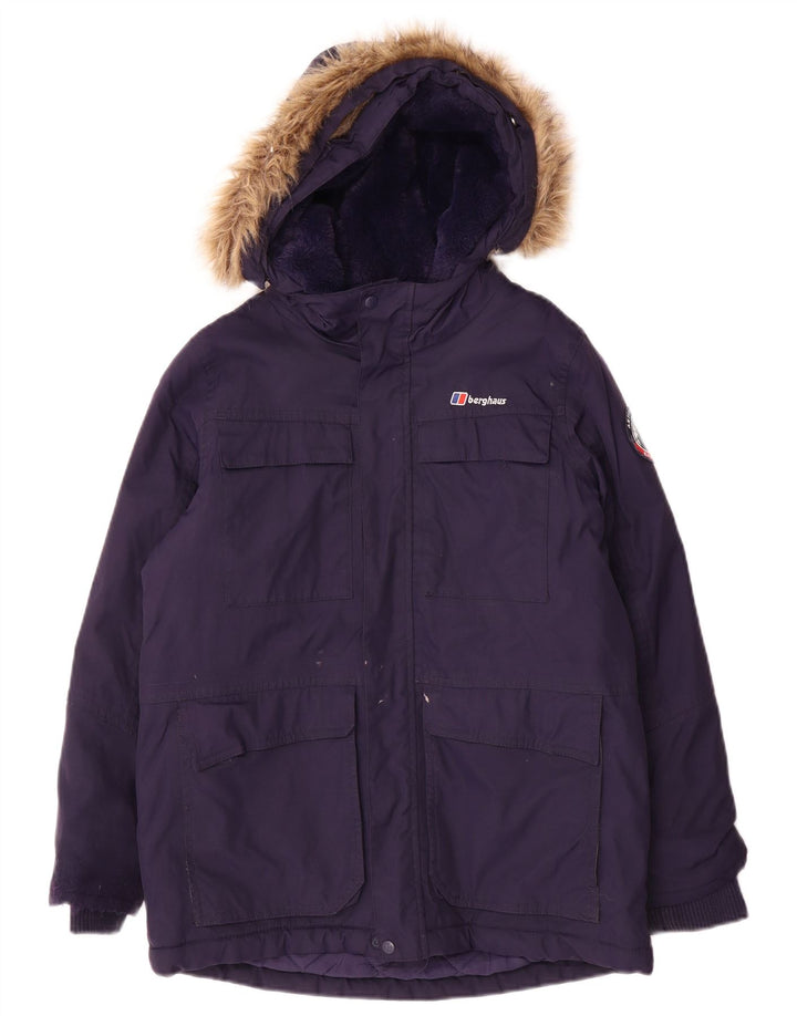 Berghaus Boys Hooded Parka Jacket 11-12 Years Navy Blue Polyamide