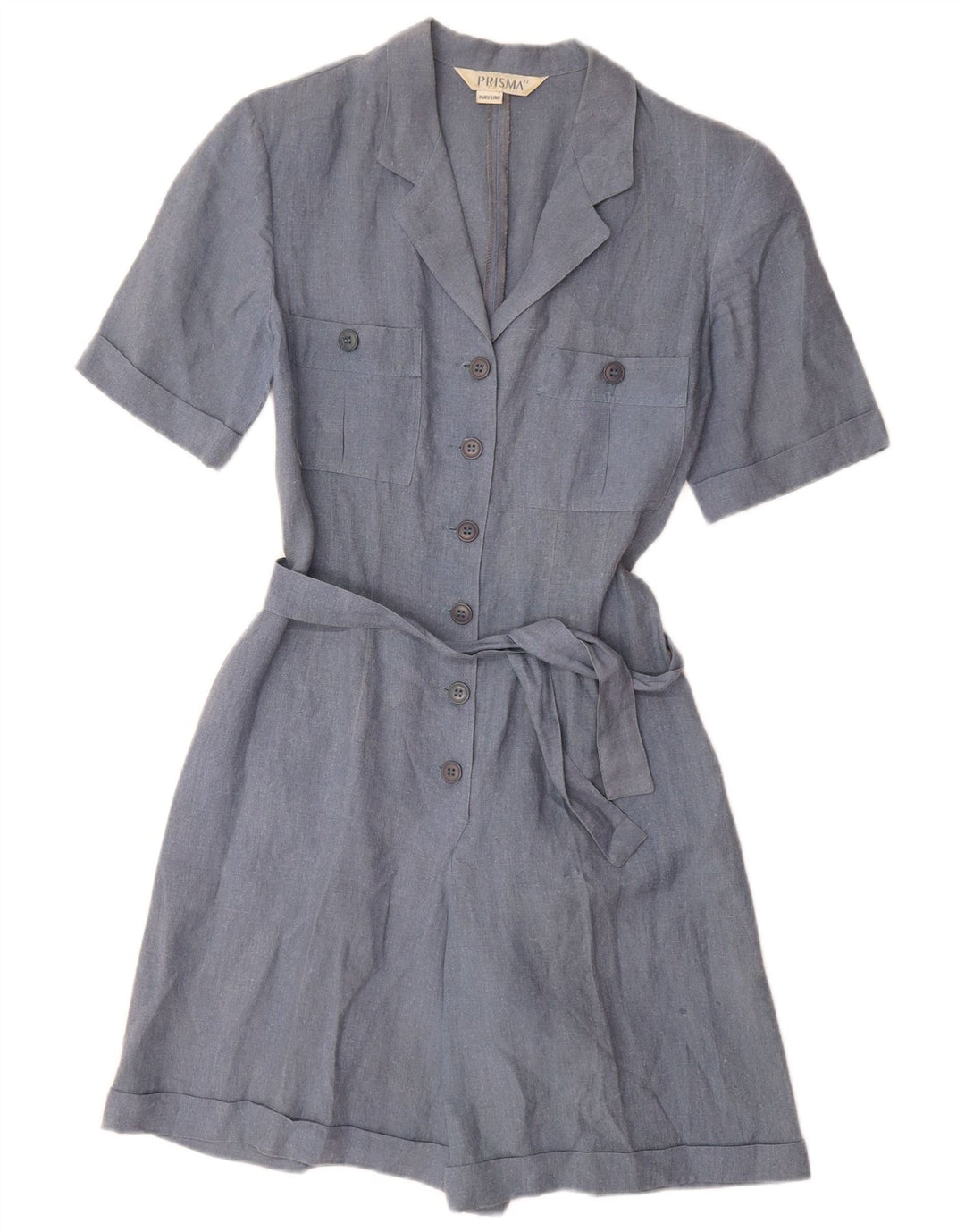 PRISMA Womens Playsuit IT 42 Medium  Blue Linen