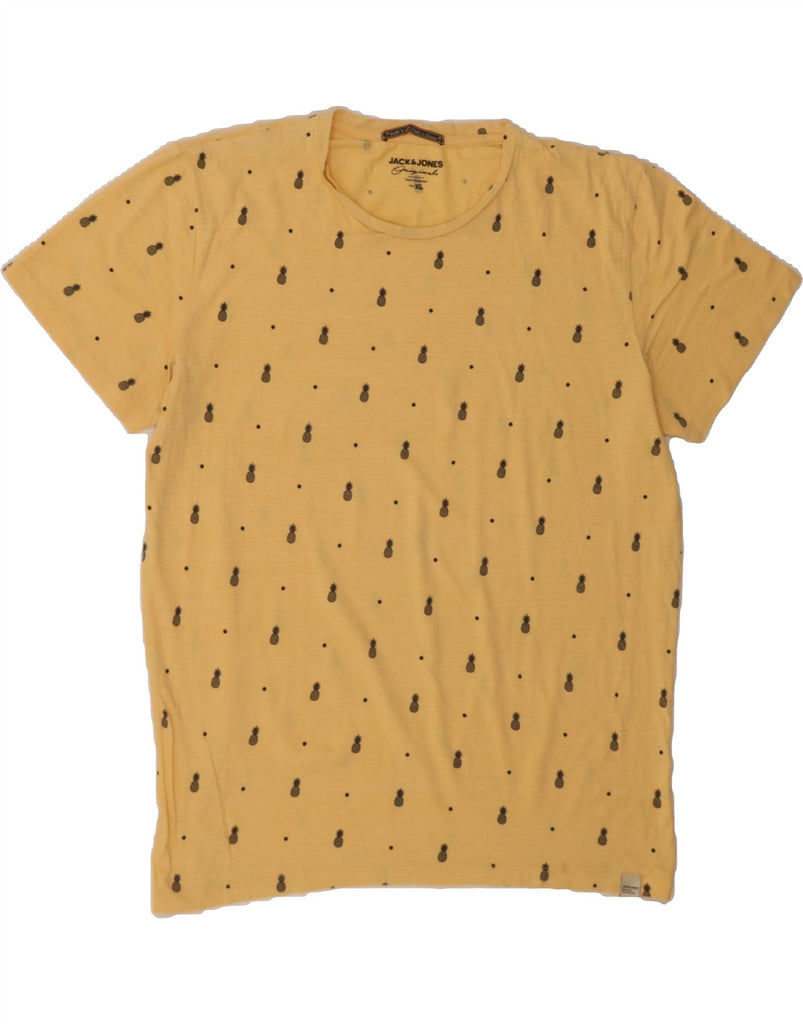 JACK & JONES Mens Graphic T-Shirt Top XL Yellow Spotted Vintage Jack & Jones and Second-Hand Jack & Jones from Messina Hembry 