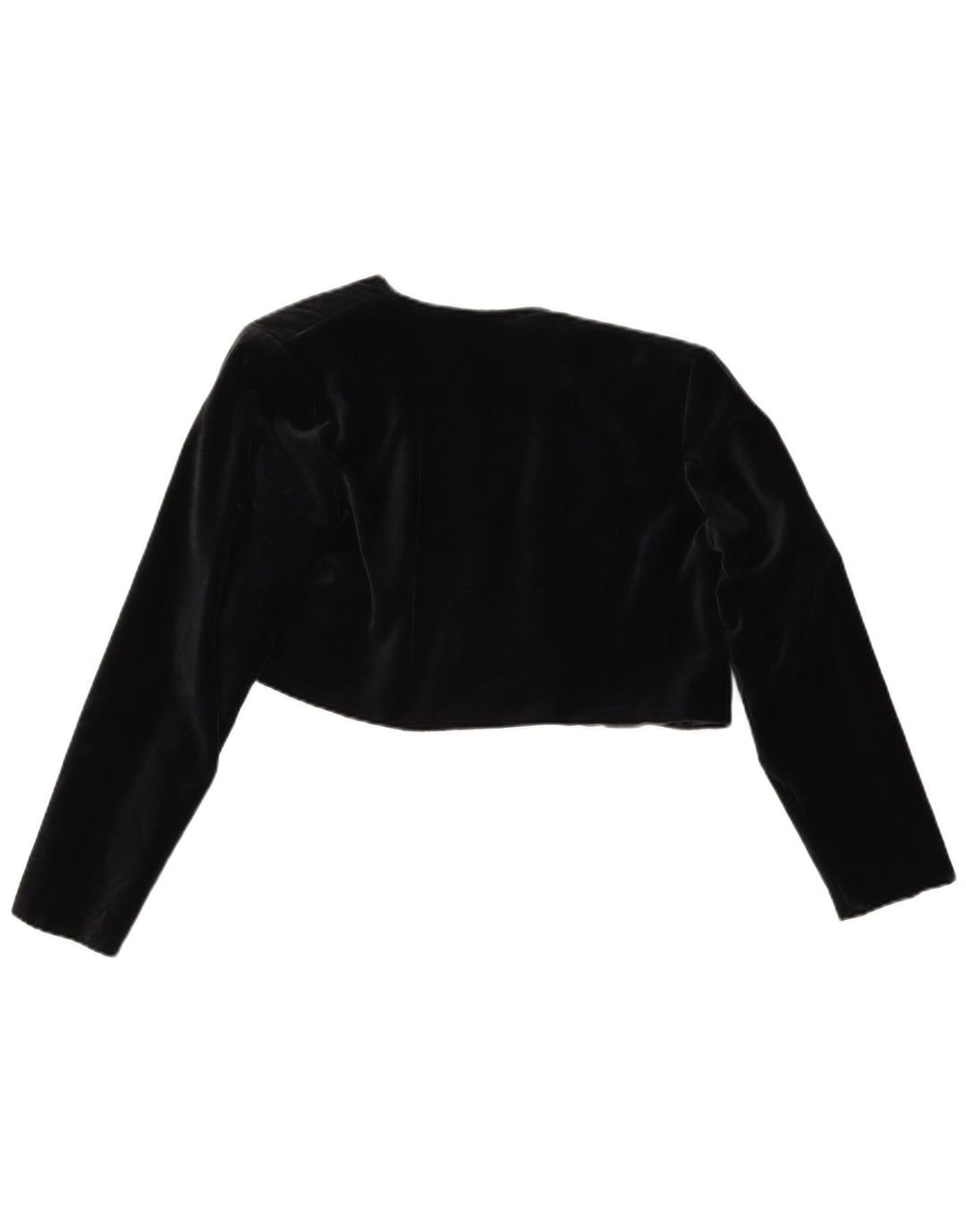 Vintage Womens Velvet Open Bolero Jacket UK 14 Medium Black Polyester