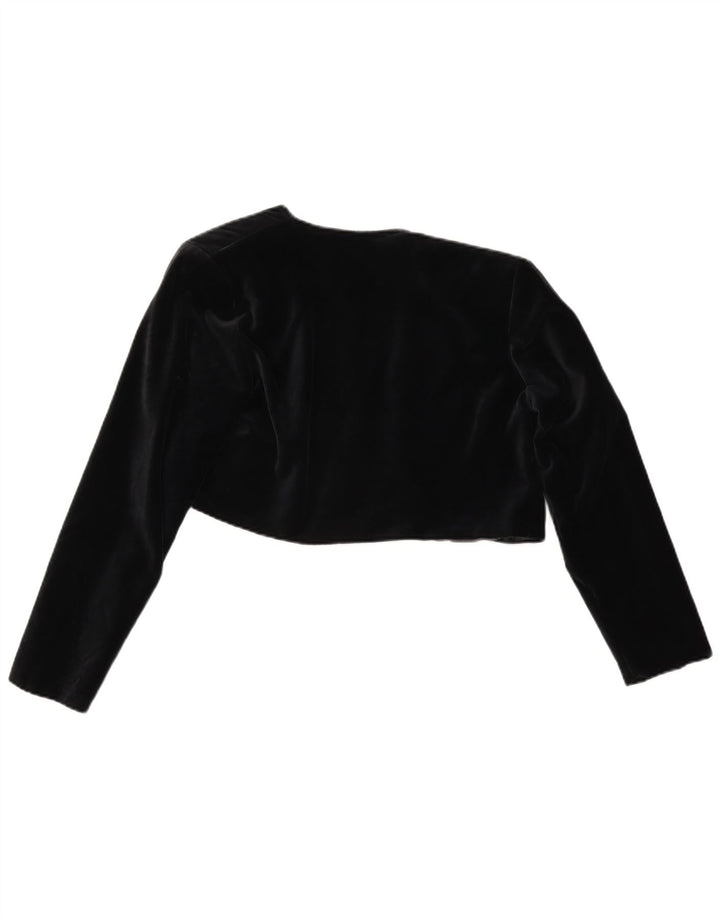 Vintage Womens Velvet Open Bolero Jacket UK 14 Medium Black Polyester