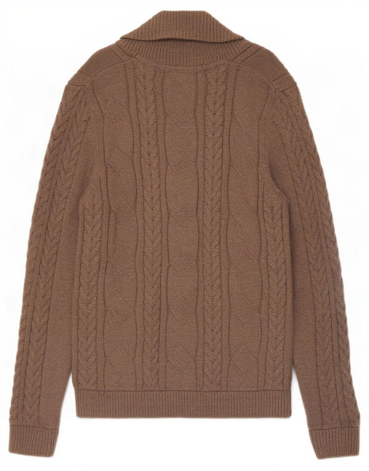 Ted Baker Mens Cardigan Sweater Size 4 Large Brown Cotton