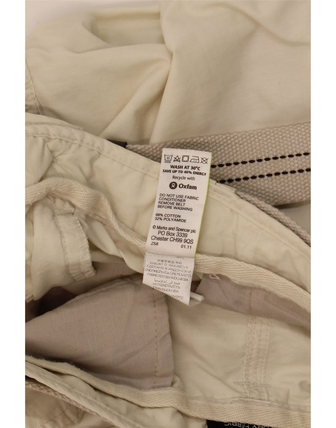 MARKS & SPENCER Mens Cargo Bermuda Shorts W38 XL Beige Cotton