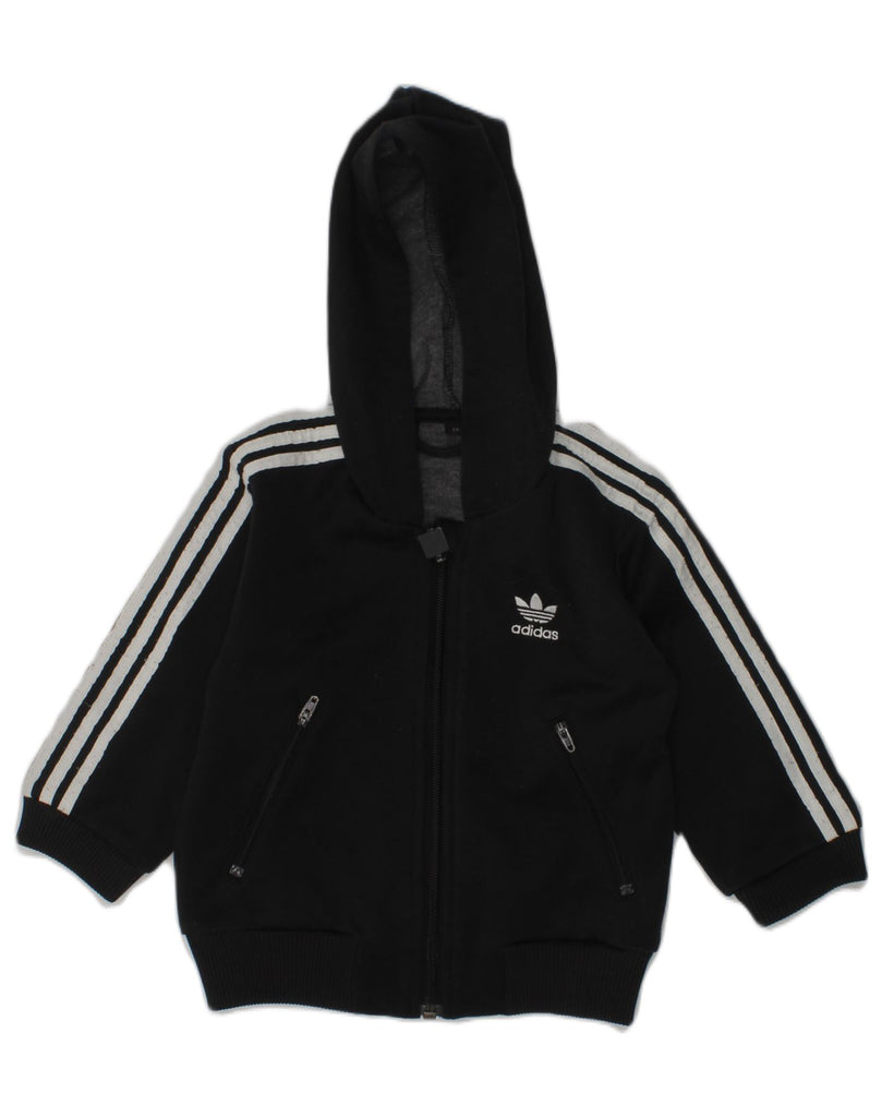 ADIDAS Baby Boys Zip Hoodie Sweater 18-24 Months Black Polyester | Vintage Adidas | Thrift | Second-Hand Adidas | Used Clothing | Messina Hembry 