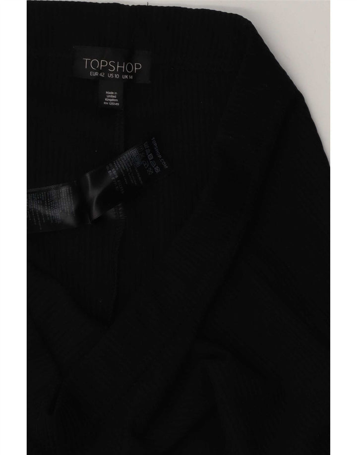 Topshop Womens Flare Trousers UK 14 Large Black Polyester