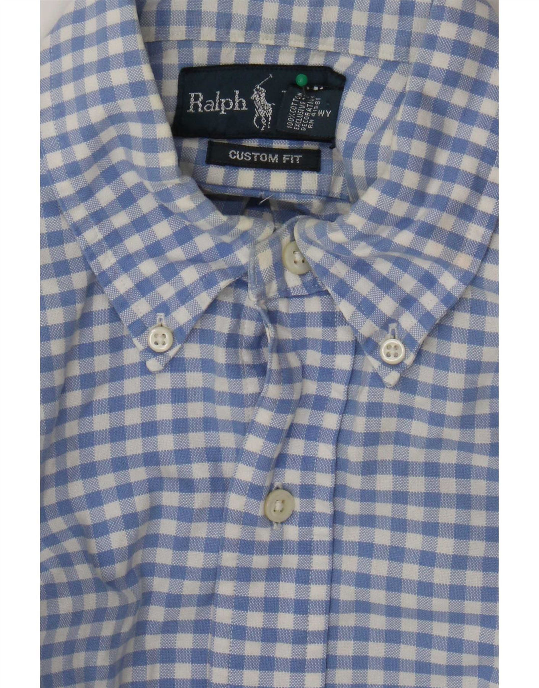 Ralph Lauren Mens Custom Fit Shirt Small Blue Gingham Cotton