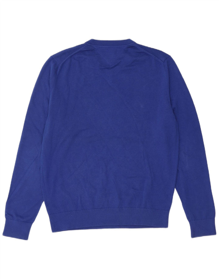 Tommy Hilfiger Mens V-Neck Jumper Sweater Large Blue Cotton