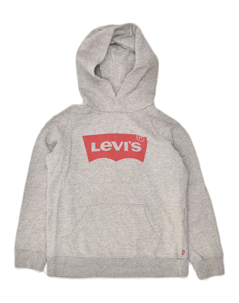 LEVI'S Womens Oversized Graphic Hoodie Jumper UK 6 XS  Grey Cotton | Vintage Levi's | Thrift | Second-Hand Levi's | Used Clothing | Messina Hembry 