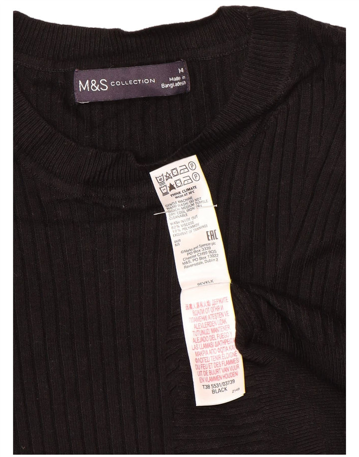 Marks & Spencer Womens Crew Neck Jumper Sweater UK 14 Medium Black
