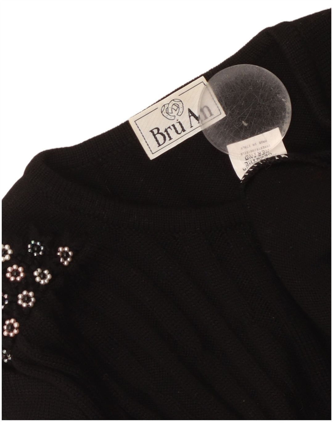 Vintage Womens Cardigan Sweater UK 14 Medium Black Virgin Wool