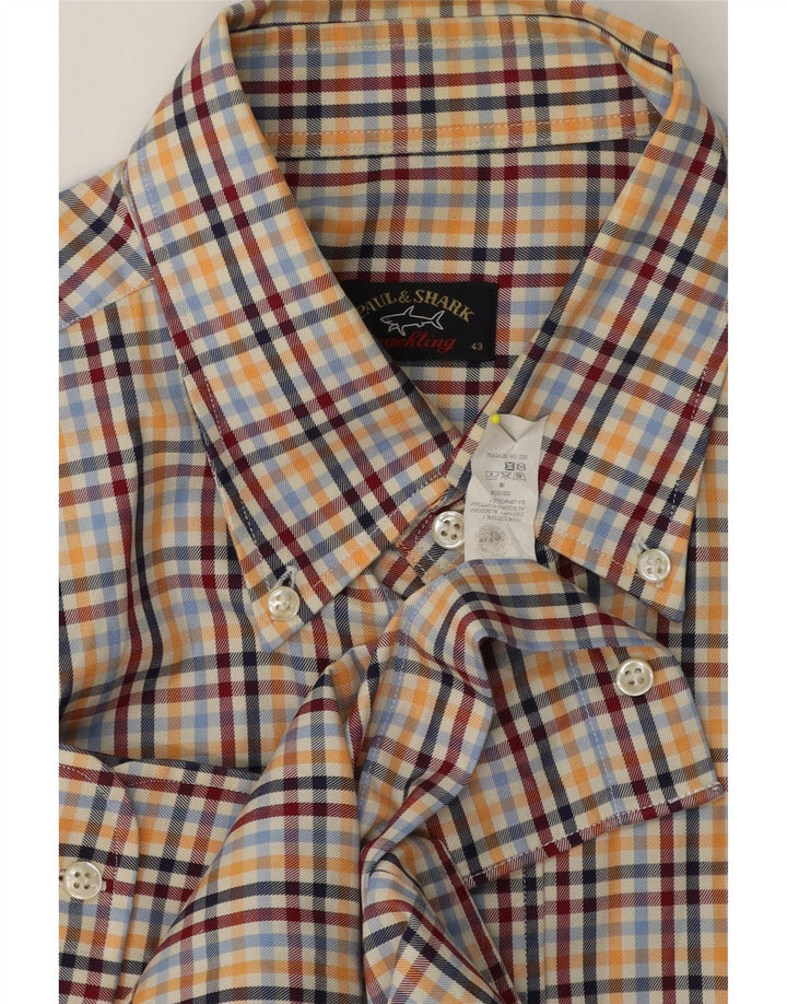 Paul & Shark Mens Flannel Shirt Size 43 XL Multicoloured Check Cotton