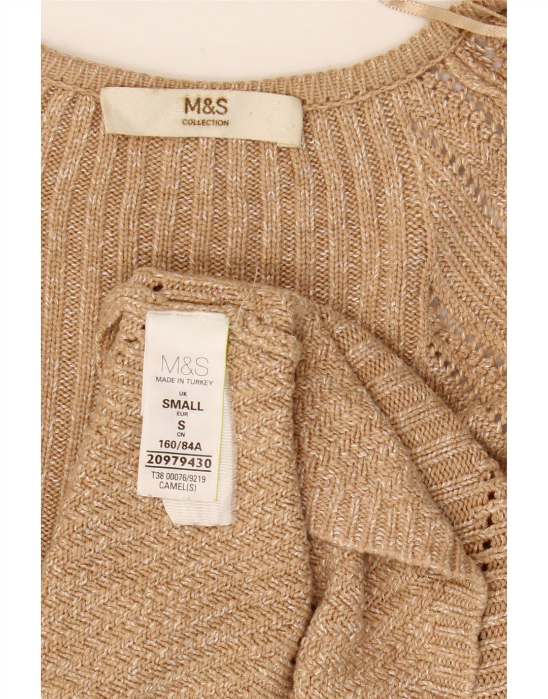 Marks & Spencer Womens Oversized Cardigan Sweater UK 10 Small Beige Flecked
