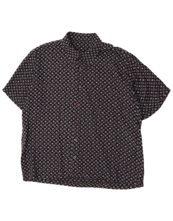 Vintage Mens Short Sleeve Shirt Medium Black Geometric