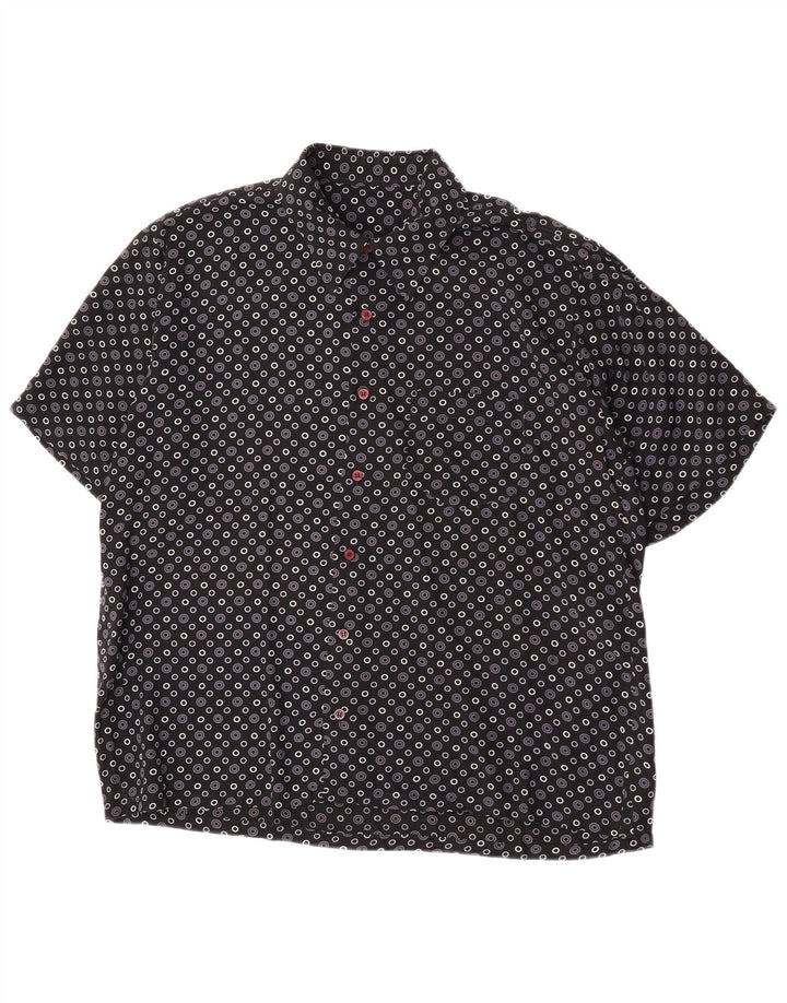 Vintage Mens Short Sleeve Shirt Medium Black Geometric