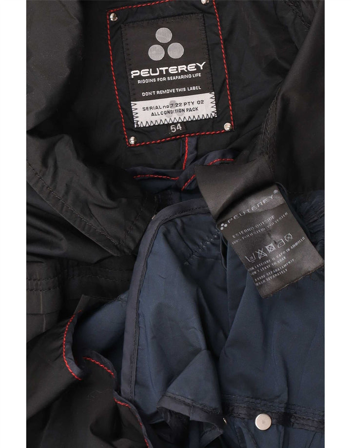 PEUTEREY Mens Military Jacket EU 54 2XL Black Polyester