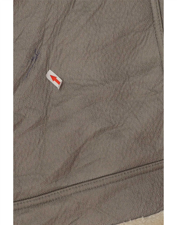 Topshop Womens Oversized Sherpa Jacket UK 10 Small Grey Polyester