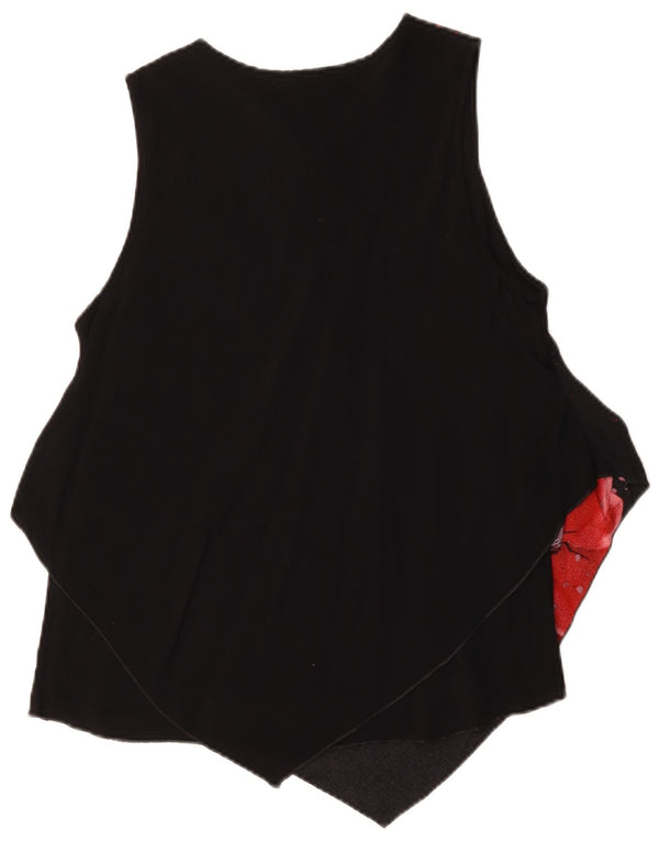 Desigual Womens Graphic Sleeveless Blouse Top UK 14 Large Black Floral