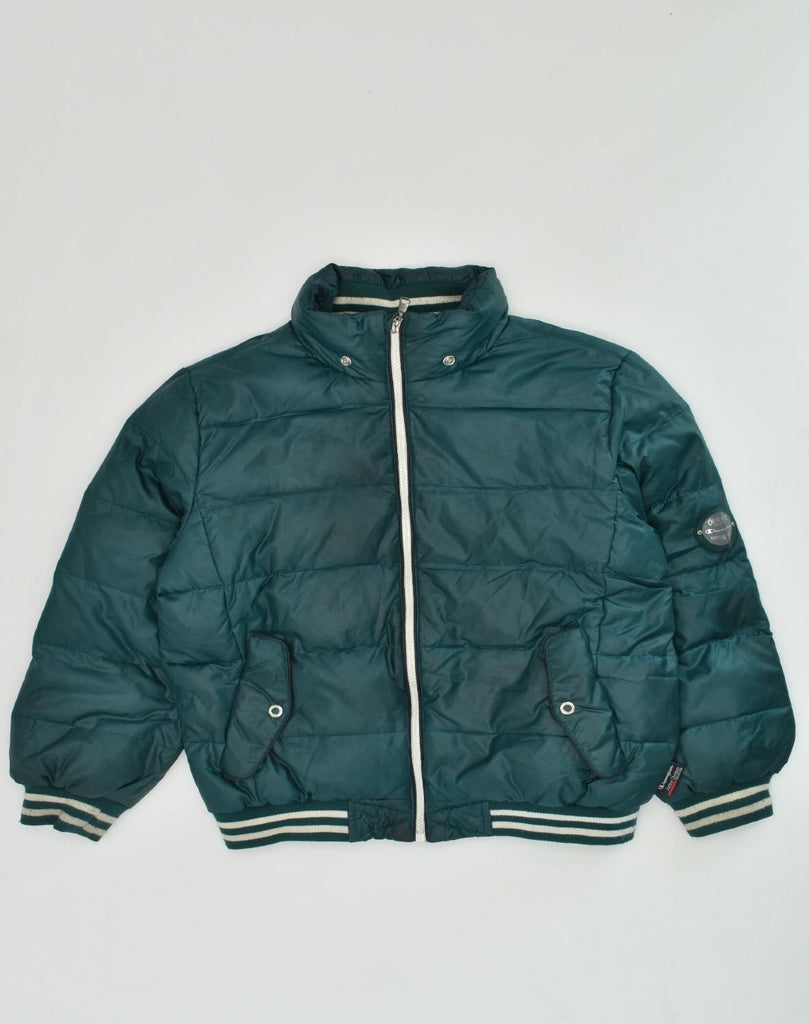 CHAMPION Boys Padded Jacket 9-10 Years Medium Green Polyester | Vintage Champion | Thrift | Second-Hand Champion | Used Clothing | Messina Hembry 