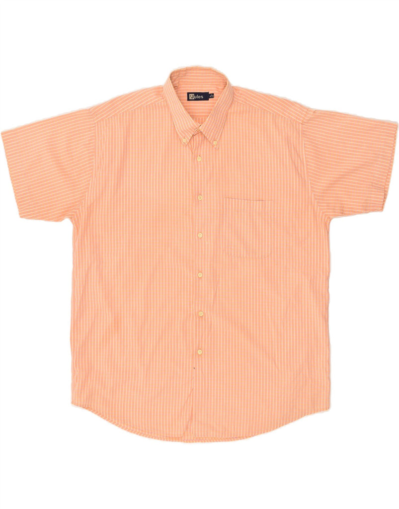 JULES Mens Short Sleeve Shirt Size 43/44 Large Orange Check Cotton | Vintage Jules | Thrift | Second-Hand Jules | Used Clothing | Messina Hembry 