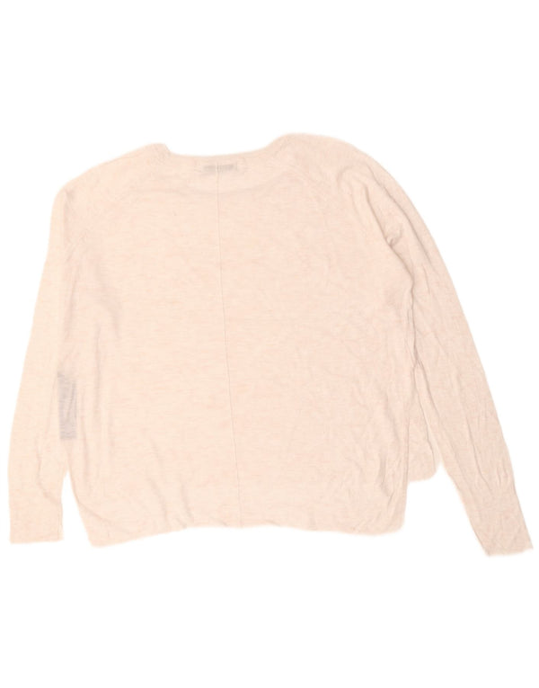 Zara Womens Oversized Crew Neck Jumper Sweater UK 16 Large White Viscose
