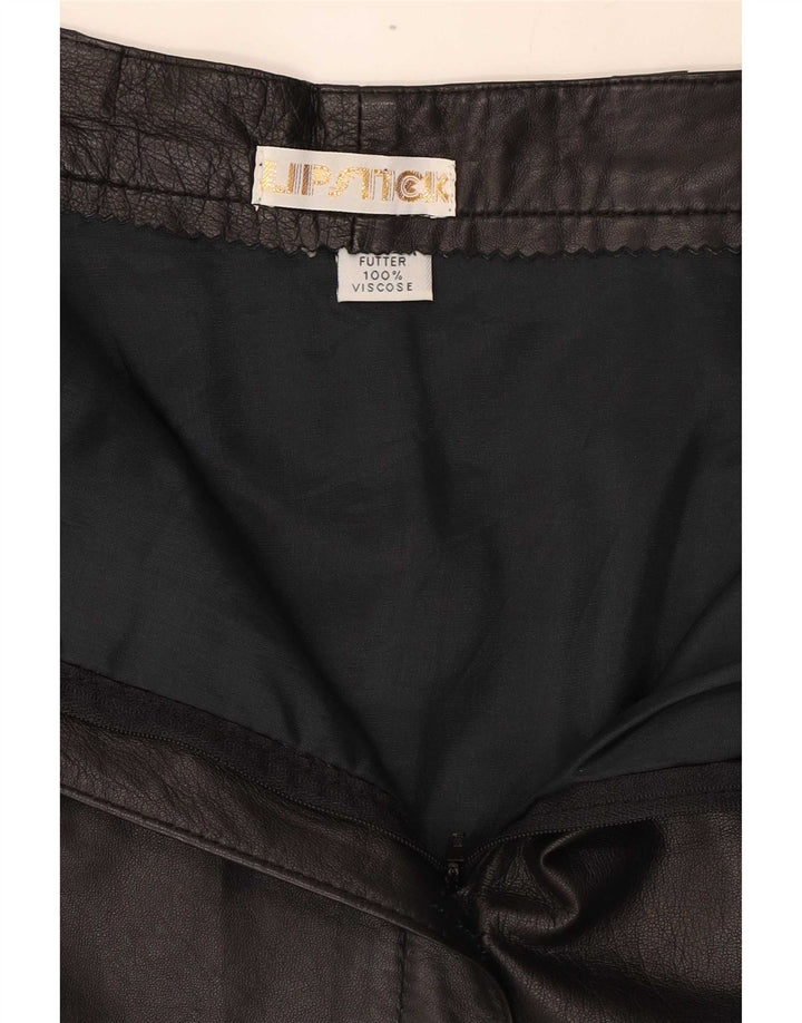 Vintage Womens Leather Skirt W28 Medium Black
