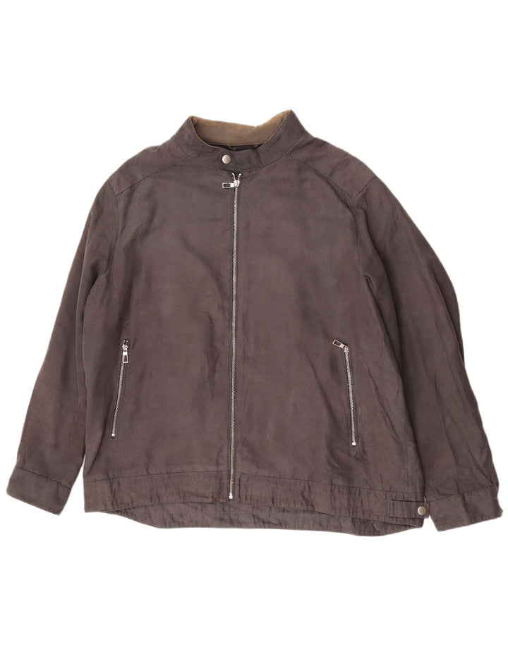 Marks & Spencer Mens Bomber Jacket UK 46 3XL Grey Polyester