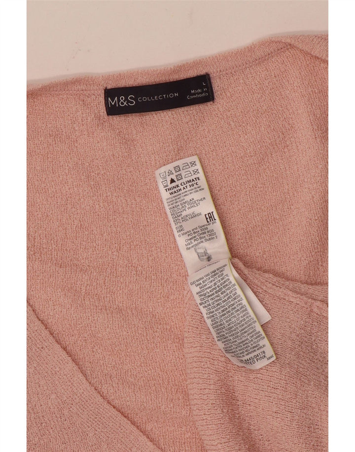 Marks & Spencer Womens Oversized Cardigan Sweater UK 16 Large Pink Acrylic