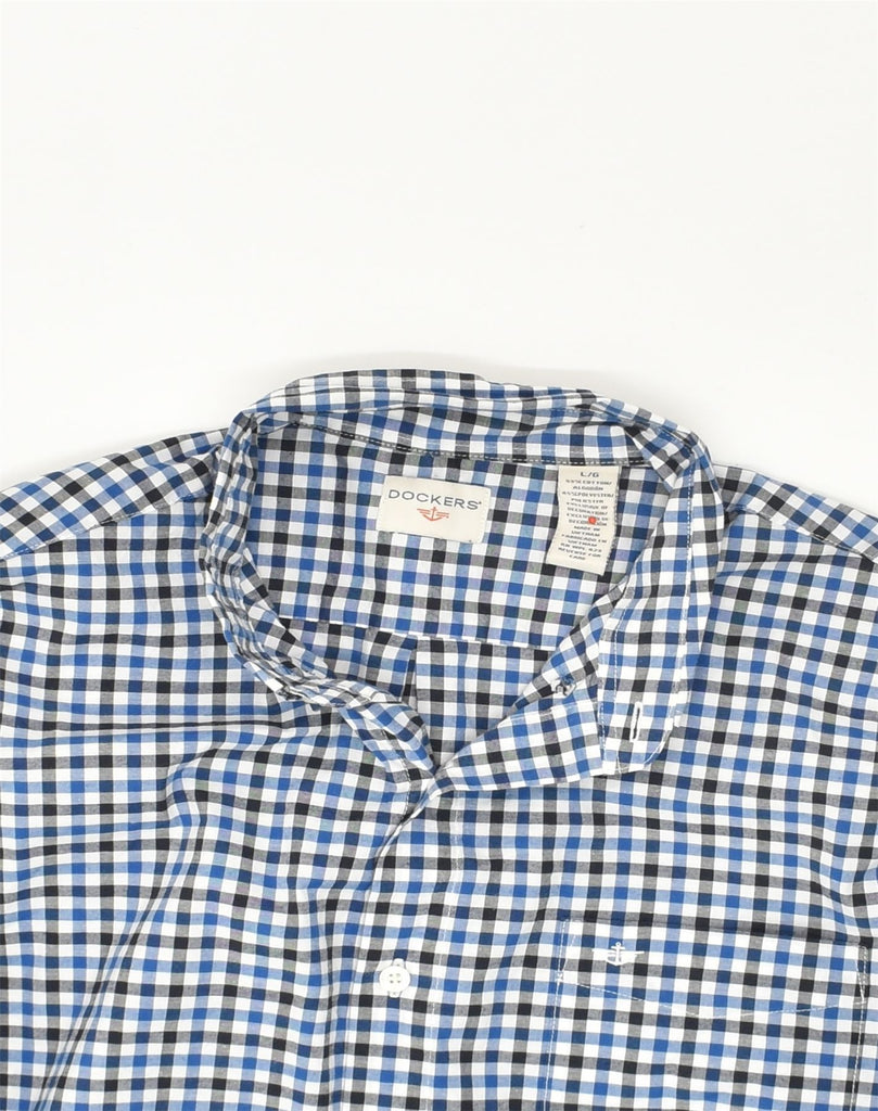 DOCKERS Mens Shirt Large Blue Check Cotton | Vintage Dockers | Thrift | Second-Hand Dockers | Used Clothing | Messina Hembry 