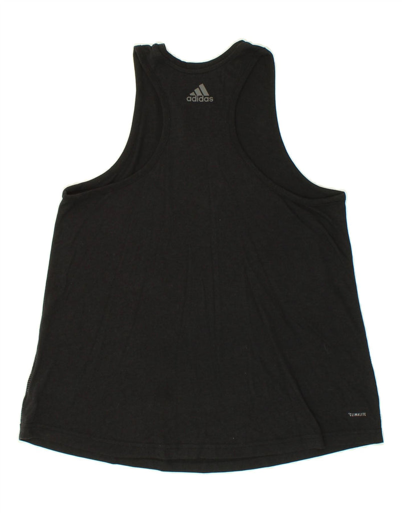 ADIDAS Womens Climalite Graphic Vest Top UK 12 Medium Black Cotton | Vintage Adidas | Thrift | Second-Hand Adidas | Used Clothing | Messina Hembry 